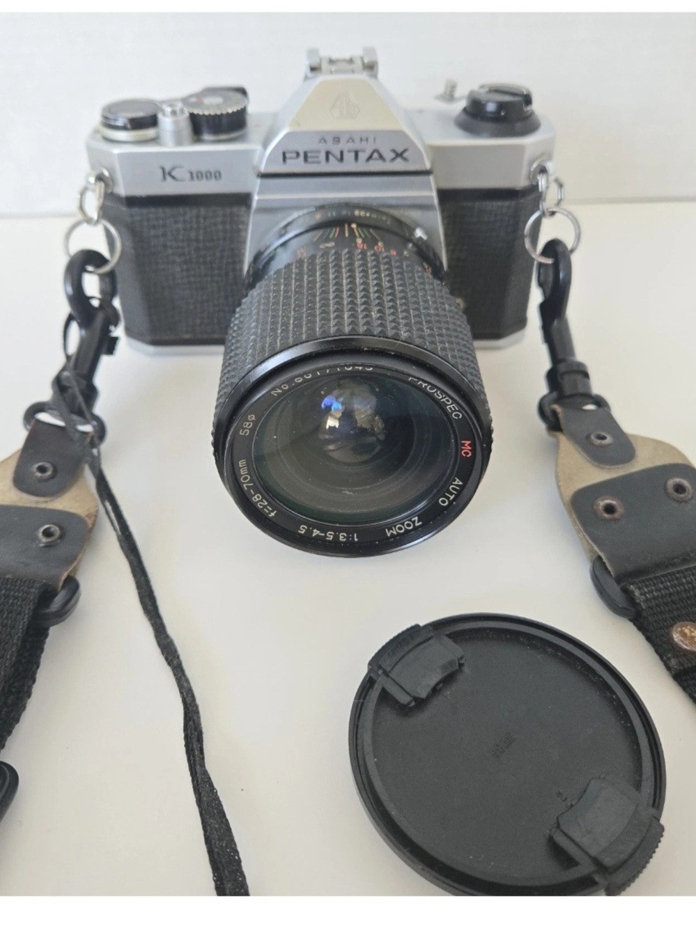 Pentax Asahi K1000 35mm SLR Camera w/ 70mm Prospec Lens Untested